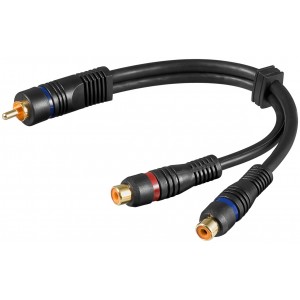 Câble adaptateur audio Y, stéréo RCA mâle vers 1x RCA femelle, OFC, Double Blindage