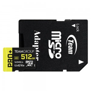 Carte microSDXC TEAMGROUP 512 Go UHS-I U3 V30 A2 avec adaptateur SD