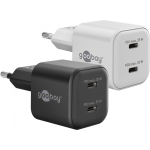 Goobay 35 W Chargeur rapide double USB-C PD GaN Nano noir