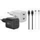 Goobay 35 W Kit Twin Power 2x Chargeurs USB-C , 2x Câbles USB-C
