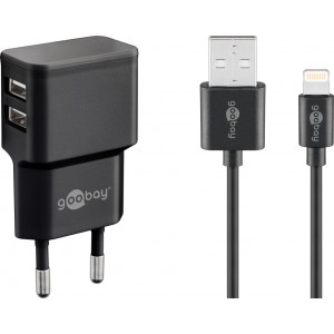 Goobay 12 W Charge Kit Double Apple Lightning noir